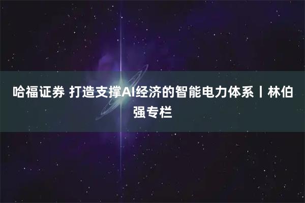 哈福证券 打造支撑AI经济的智能电力体系丨林伯强专栏